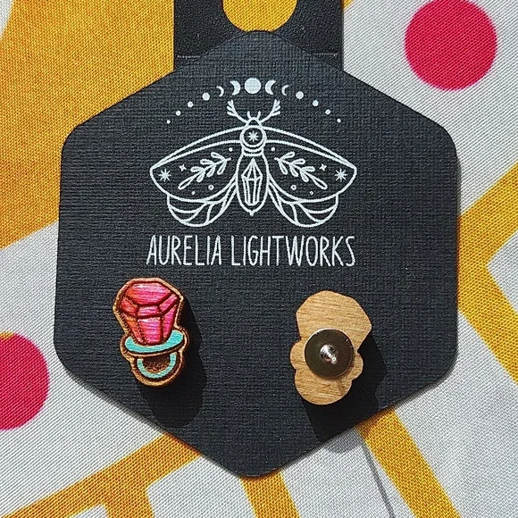 Hand-crafted Pink RING POP stud earrings - Picture 8 of 9